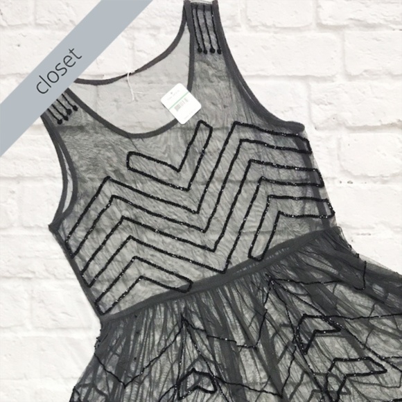 Free People Dresses & Skirts - Free People Mesh Beaded Sheer Dress
